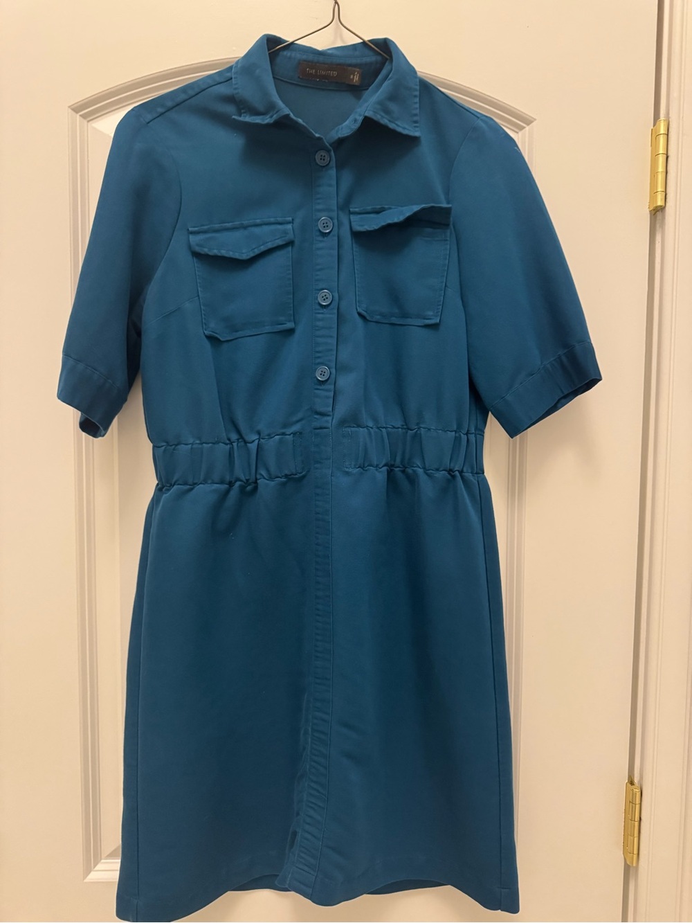 The Limited Teal Shirt Dress with Chest Pockets